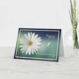 Carte 1er Anniversaire Mariage Voeux Daisy Élégant