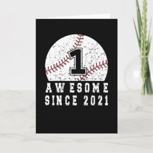Carte 1er Anniversaire Né En 2021 Baseball Boy 1 An