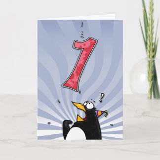 Carte 1er anniversaire - Penguin Surprise