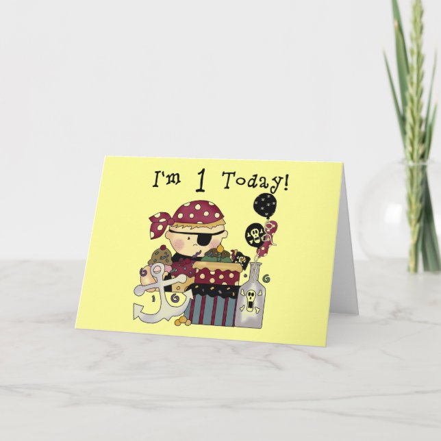 Carte 1er anniversaire Pirate T-shirts et cadeaux (Devant)