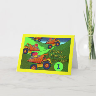 Carte 1er anniversaire pour Grand-fils, Camions de vidag