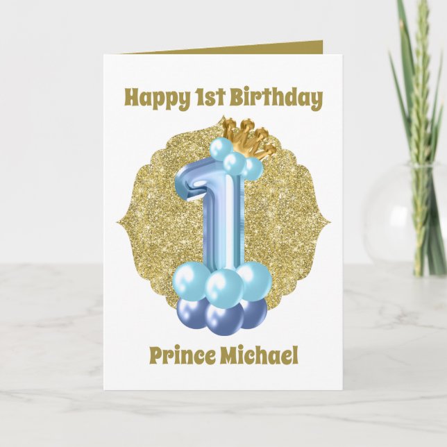 Carte 1er Anniversaire Prince ajouter nom sentiment (Devant)