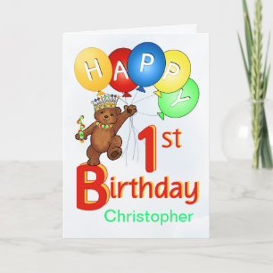 Carte 1er anniversaire Royal Teddy Bear