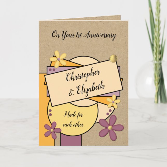 Carte 1er Anniversaire rustique fait l'un pour l'autre v (Devant)