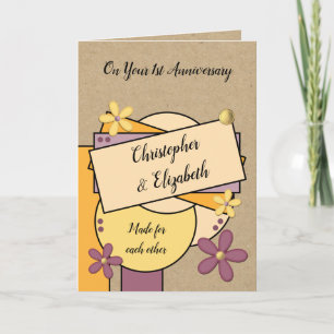Carte 1er Anniversaire rustique fait l'un pour l'autre v