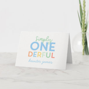 Carte 1er anniversaire simple onderful coloré typographi