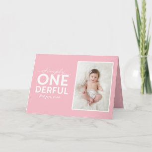 Carte 1er anniversaire simple onderful coloré typographi