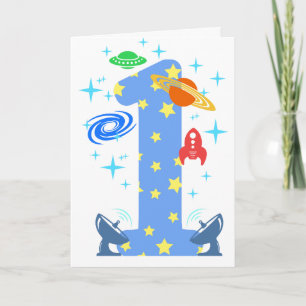 Carte 1er anniversaire Space Boy Anniversaire