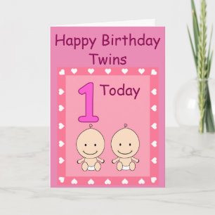 Carte 1er Anniversaire Twin Girls Custom