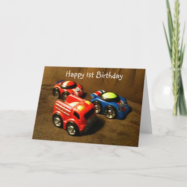 CARTE ***1ER ANNIVERSAIRE** VOITURE DE RACINES SALUÉE (Devant)
