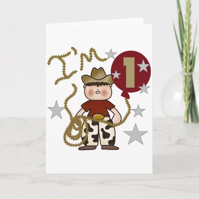 Carte 1er Cowboy Tshirts et cadeaux d'anniversaire (Devant)