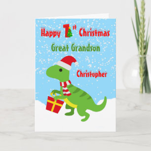 Carte 1er Noël Grand-fils Dinosaur T Rex