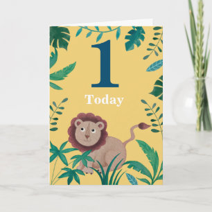 Carte 1sr Anniversaire Petit Lion Jungl