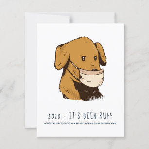 Carte 2020 C'est un chien drôle RUFF en Fêtes de Masque