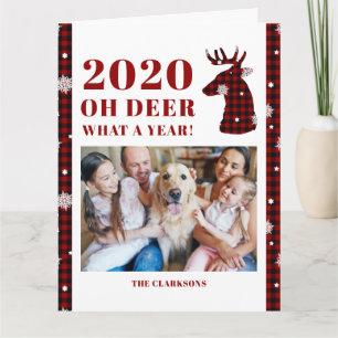Carte 2020 Oh Deer Buffalo Plaid Snowflake Photo