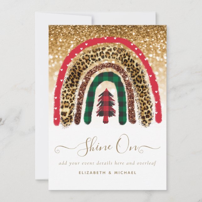 Carte 2021 Personnalisé Noël arc-en-ciel Parties scintil (Devant)