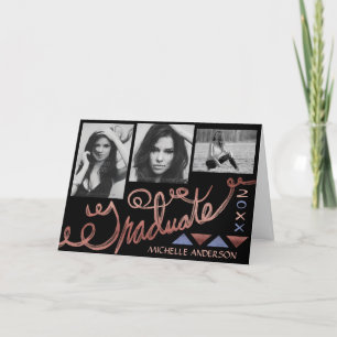 Carte 2023 Graduation Photo Collage Rose Gold Typographi