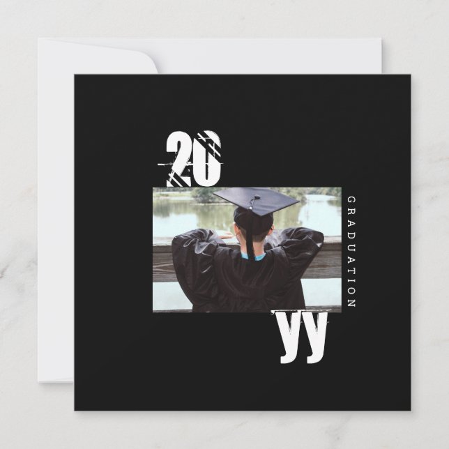Carte 2023 Graduation Typographie Gras Photo Minimal (Devant)