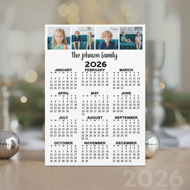 Carte 2023 Voir l'année complète Calendrier avec 4 photo (2026 Calendar Card)