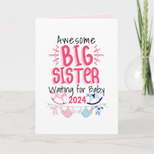 Carte 2024 Big Sister Attente de nouveau bébé frère