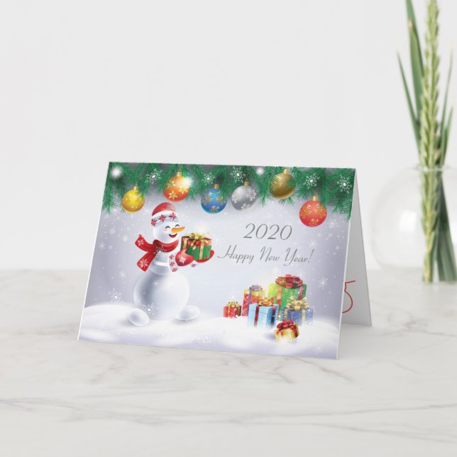 Carte 2024 Bonne année ! Festif des vacances d'hiver (Devant)