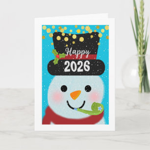 Carte 2026 Ajouter un an Nouvel An Snowman
