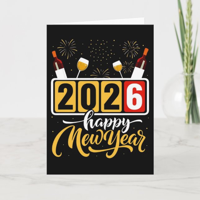 Carte "2026 Bonne année" Design de célébration (Devant)
