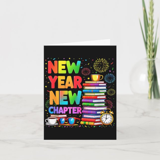 Carte 2026 Bookworm Funny Happy New Year Chapter Book Lo (Devant)