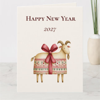 Carte 2027 Année du Chèvre Art Populaire Bonne Année