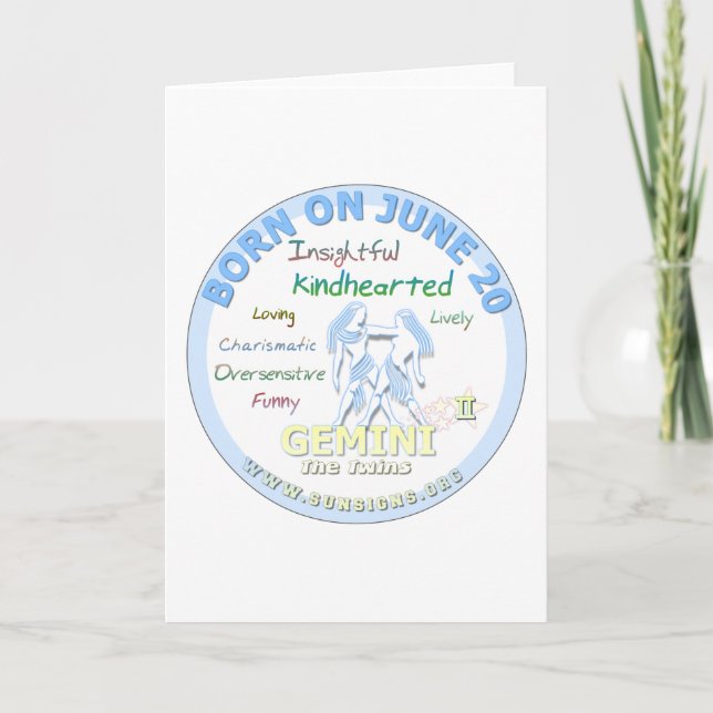 Carte 20 juin Anniversaire - Gemini (Devant)
