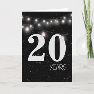 Carte 20e anniversaire avec lumières et étoiles