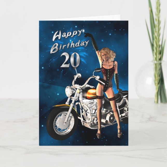 Carte 20e anniversaire avec moto (Devant)