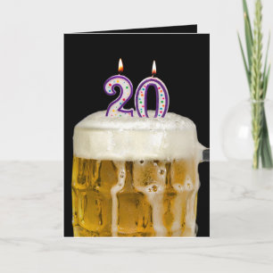 Carte 20e anniversaire Bière sur noir