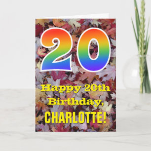 Carte 20e anniversaire; Feuilles d'automne rustiques; Ar