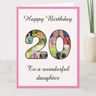 Carte 20e anniversaire fille grand collage photo Montage