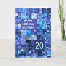 Carte 20e Anniversaire Frère, Carrés bleus,