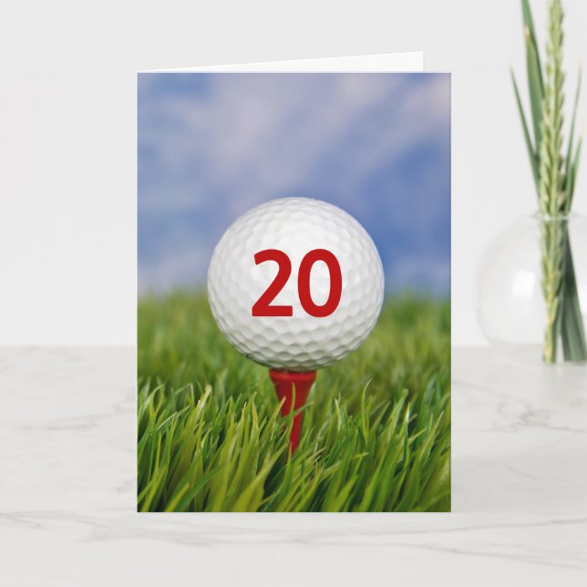 Carte 20e anniversaire Golf Ball on Red Tee (Devant)