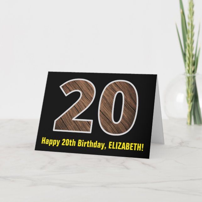 Carte 20e anniversaire : Nom + Faux Motif de grains de b (Devant)
