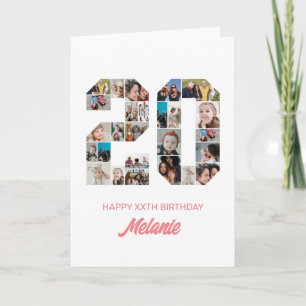 Carte 20e anniversaire Numéro 20 Photo Collage personnal