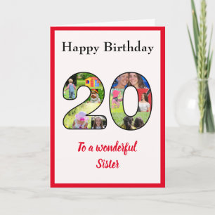 Carte 20e anniversaire Photo Collage Soeur unique Keepsa