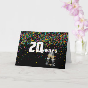 Carte 20e anniversaire toast en confetti