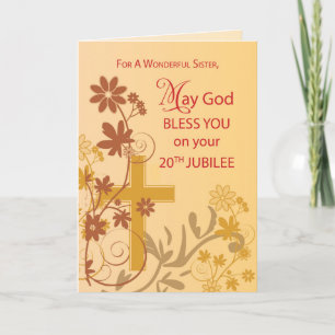 Carte 20e Jubilé Anniversaire Croix de la Nun, Fleurs, F