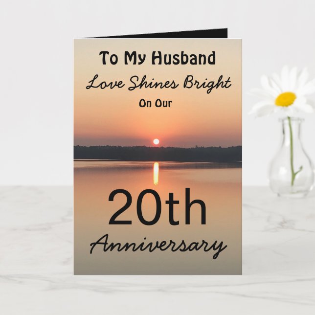 Carte 20th Love Shines Bright Husband Anniversary (Petite plante)