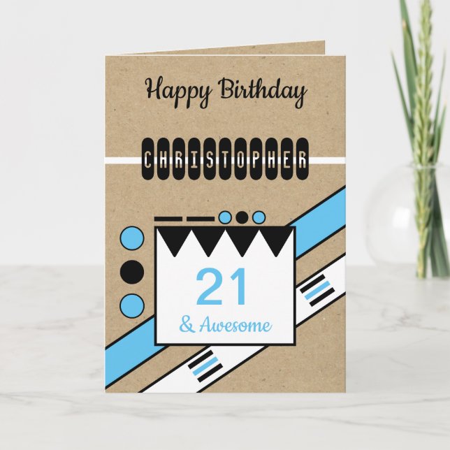 Carte 21 et magnifique bleu noir 21ème Anniversaire rust (Devant)