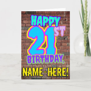 Carte 21e anniversaire - Amusant, Graffiti urbain inspir
