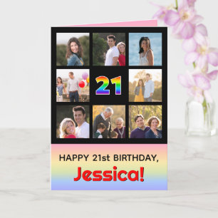 Carte 21e anniversaire : Arc-en-ciel amusant #, photos p