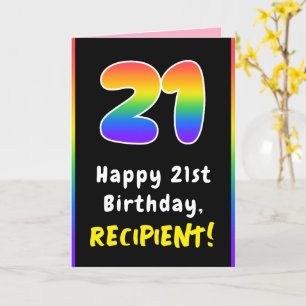 Carte 21e anniversaire : Arc-en-ciel coloré # 21, Nom pe