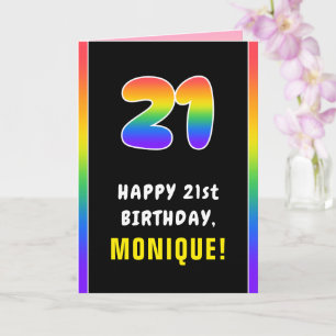 Carte 21e anniversaire : Arc-en-ciel coloré # 21, Nom pe