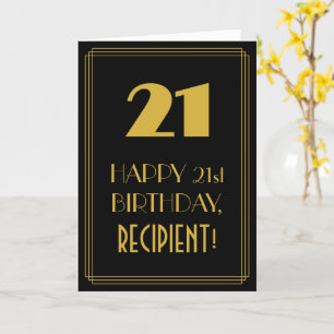 Carte 21e anniversaire ~ Art Déco Inspiré Look "21" & No