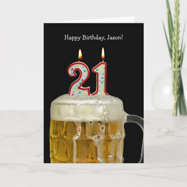 Carte 21e Anniversaire Beer Mug (Devant)